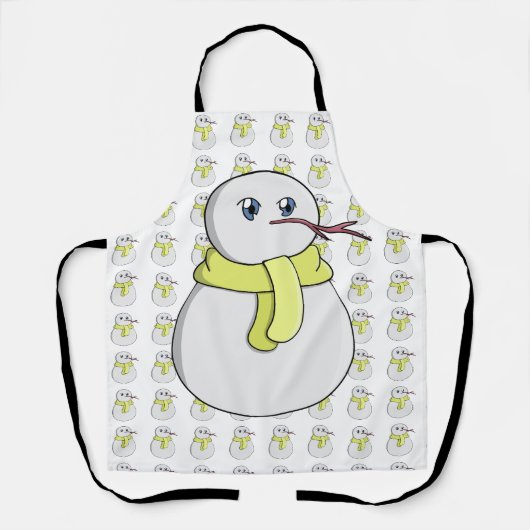 Schneemann mit gelbem Schal Schürze (Vorderseite)