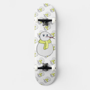 Schneemann mit gelbem Schal Skateboard