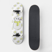 Schneemann mit gelbem Schal Skateboard (Vorderseite)