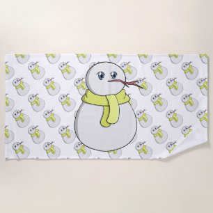 Schneemann mit gelbem Schal Strandtuch