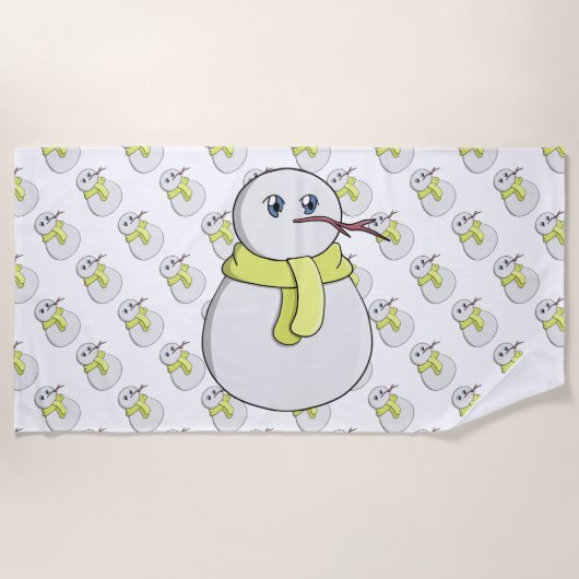 Schneemann mit gelbem Schal Strandtuch (Vorderseite)