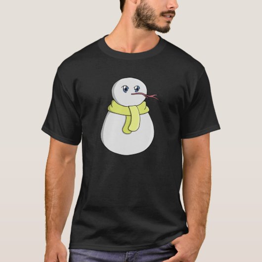 Schneemann mit gelbem Schal T-Shirt (Vorderseite)