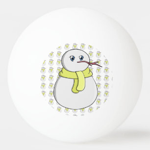 Schneemann mit gelbem Schal Tischtennisball