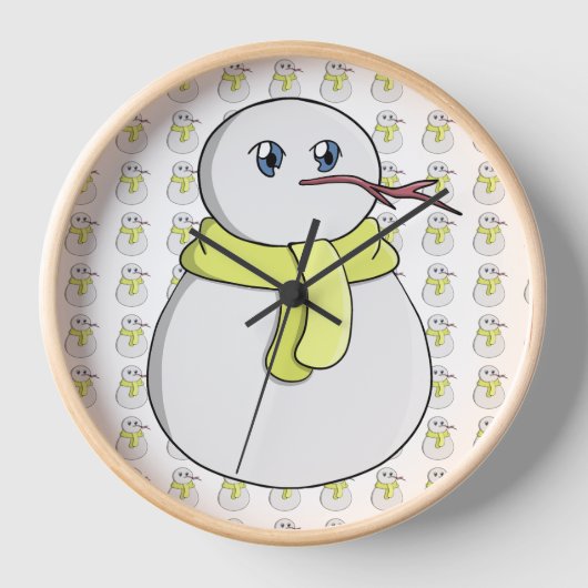 Schneemann mit gelbem Schal Uhr (Vorderseite)