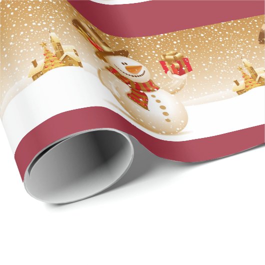 Schneemann mit Geschenken Geschenkpapier (Rolleneckpunkt)