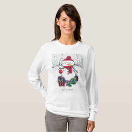 Schneemann mit Geschenken in Aquarellfarbe T - Shi T-Shirt
