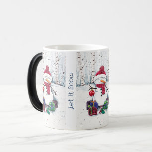 Schneemann mit Geschenken in Aquarellkaffee Tasse