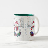 Schneemann mit Geschenken in Aquarellkaffee Tasse (VorderseiteRechts)