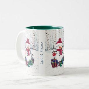 Schneemann mit Geschenken in Aquarellkaffee Tasse