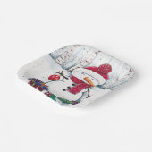 Schneemann mit Geschenken in Aquarellpapier Pappteller (Gewinkelt)