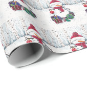Schneemann mit Geschenken in Wasserfarbe Geschenkpapier (Rolleneckpunkt)