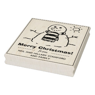 Schneemann mit Glücklicher Weihnachtsnachricht! Br Gummistempel