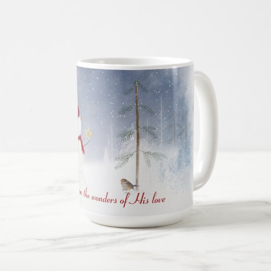 Schneemann mit Goldstar Kaffeetasse (VorderseiteRechts)