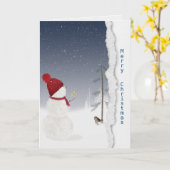 Schneemann mit Goldstar Karte (Gelbe Blume)