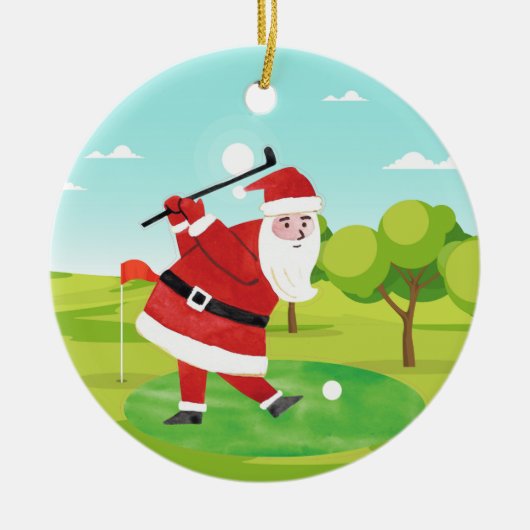Schneemann mit Golfball Frohe Weihnachten an Golfe Keramik Ornament (Vorne)