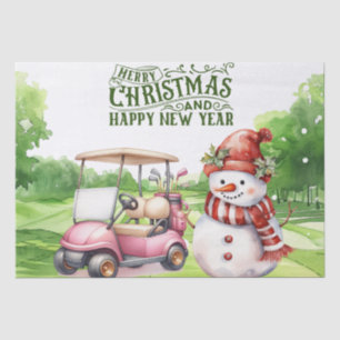 Schneemann mit golfthematischem Weihnachtsgeschenk Seidenpapier