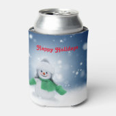 Schneemann mit grünem Schal Dosenkühler (Kanne Vorderseite)