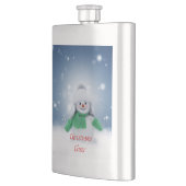 Schneemann mit grünem Schal Flachmann (Links)