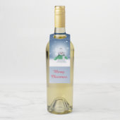 Schneemann mit grünem Schal Flaschenanhänger (Auf Flasche)