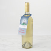 Schneemann mit grünem Schal Flaschenanhänger (Angewinkelt)