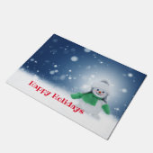 Schneemann mit grünem Schal Fußmatte (Schrägansicht)