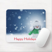 Schneemann mit grünem Schal Mousepad (Mit Mouse)