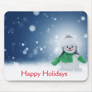 Schneemann mit grünem Schal Mousepad