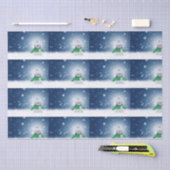 Schneemann mit grünem Schal Seidenpapier (Handwerk)