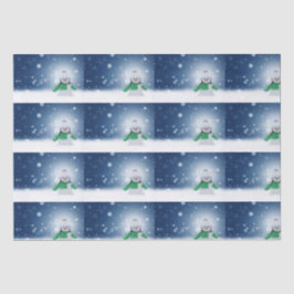 Schneemann mit grünem Schal Seidenpapier