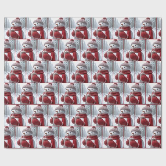 Schneemann mit heißer Schokolade Geschenkpapier (Flach)