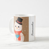 Schneemann mit heißer Schokolade Kaffeetasse (Vorderseite Links)