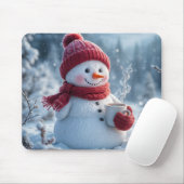Schneemann mit heißer Schokolade Mousepad (Mit Mouse)