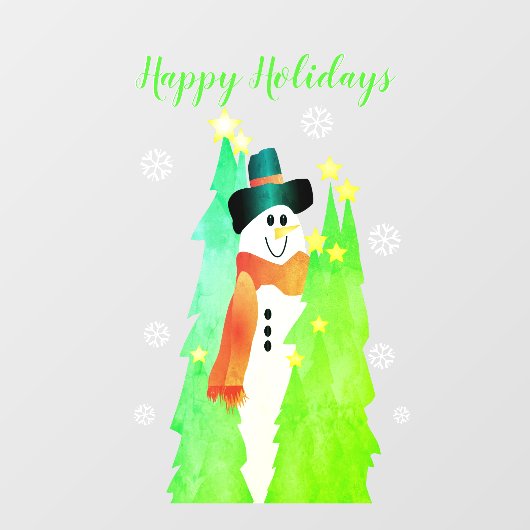 Schneemann mit hellgrün fensteraufkleber (Blatt)