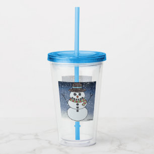 Schneemann mit Hintergrund - Acryl-Tasse Acryltrinkbecher