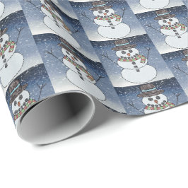 Schneemann mit Hintergrund - Geschenkpapier