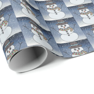 Schneemann mit Hintergrund - Geschenkpapier