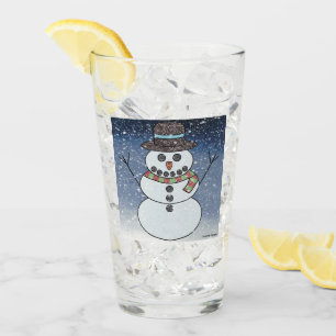 Schneemann mit Hintergrund - Glas Tasse