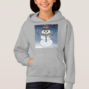 Schneemann mit Hintergrund (lebendig) - Mädchen-Ho Hoodie