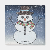 Schneemann mit Hintergrund - Magnet (Vorne)