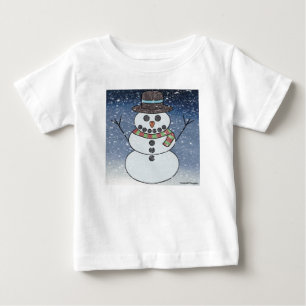 Schneemann mit Hintergrund (weiß) - Baby T-Shirt
