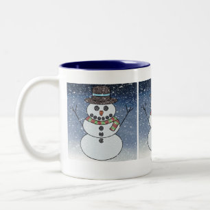 Schneemann mit Hintergrund - Zweifarben-Tasse Zweifarbige Tasse