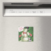 Schneemann mit Hund Magnet (In Situ (Geschirrspüler))
