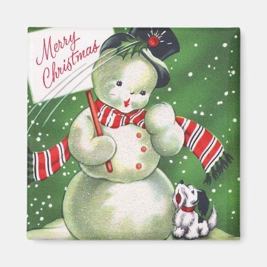 Schneemann mit Hund Magnet (Vorne)