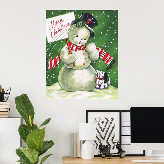 Schneemann mit Hund Poster (Heimbüro)