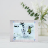 Schneemann mit Hund Postkarte (Stehend Vorderseite)