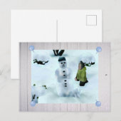Schneemann mit Hund Postkarte (Vorne/Hinten)