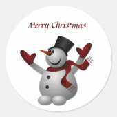 Schneemann mit Hut und Handschuhen Runder Aufkleber (Vorderseite)