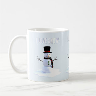 Schneemann mit Hut und Schal. Ich liebe Schnee Kaffeetasse