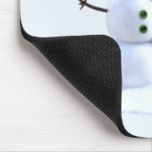 Schneemann mit Hut und Schal. Ich liebe Schnee Mousepad (Ecke)