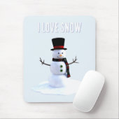 Schneemann mit Hut und Schal. Ich liebe Schnee Mousepad (Mit Mouse)